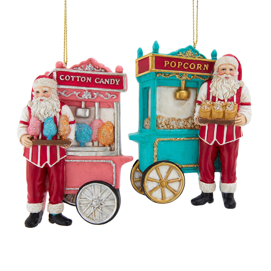 Cotton Candy & Popcorn Santa Ornaments