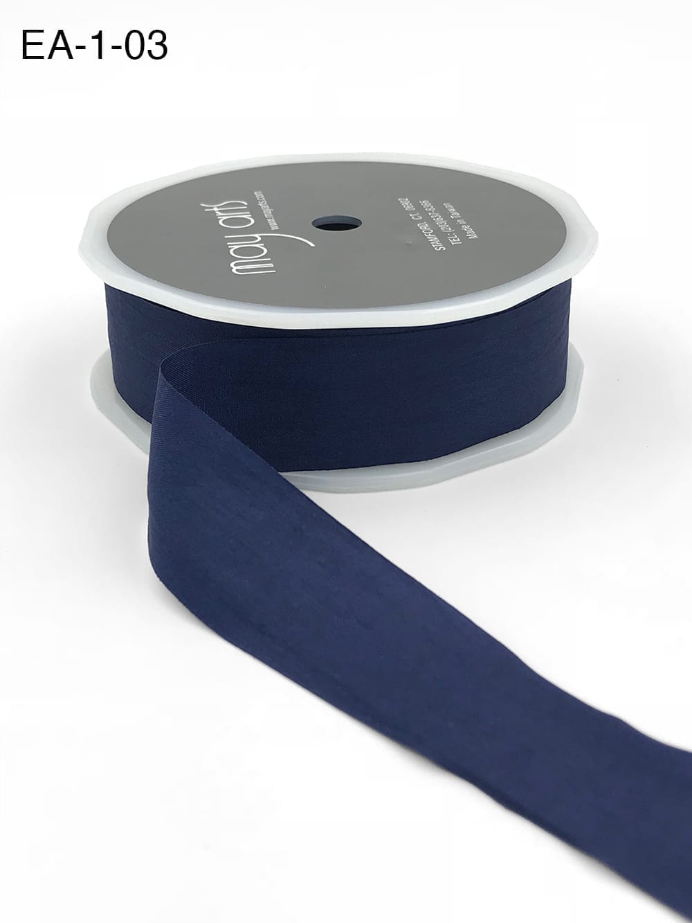 1 Inch Wrinkled Faux Silk Ribbon with Cut Edge – EA-1-03 Navy (NEW)