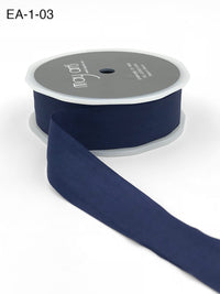1 Inch Wrinkled Faux Silk Ribbon with Cut Edge – EA-1-03 Navy (NEW)