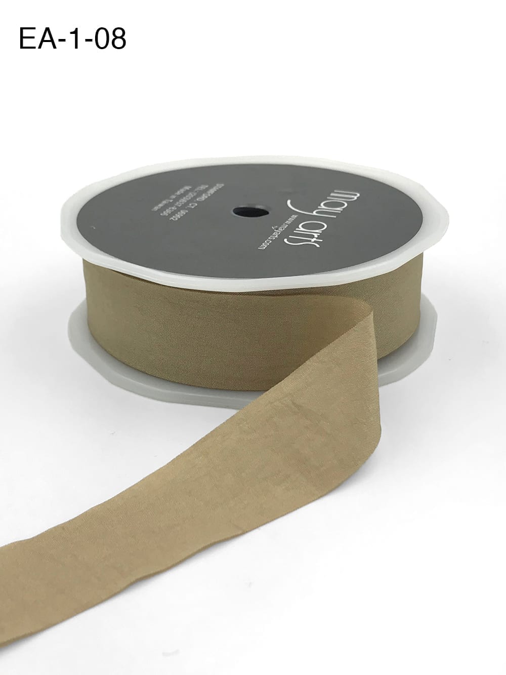 1 Inch Wrinkled Faux Silk Ribbon with Cut Edge – EA-1-08 Taupe (NEW)