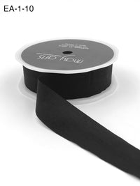 1 Inch Wrinkled Faux Silk Ribbon with Cut Edge – EA-1-10 Black