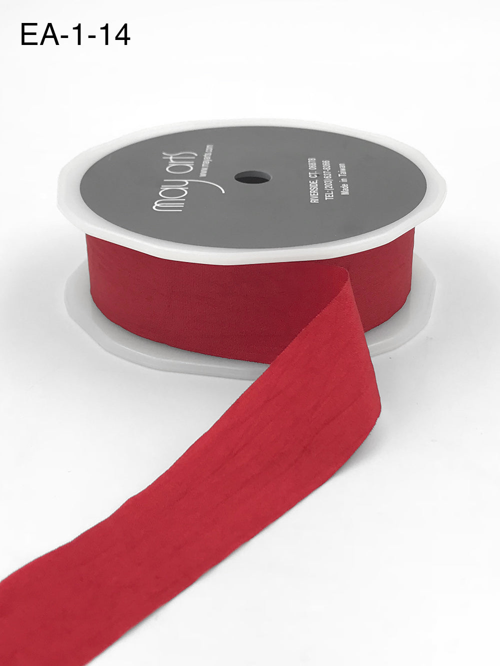 1 Inch Wrinkled Faux Silk Ribbon with Cut Edge – EA-1-14 Red