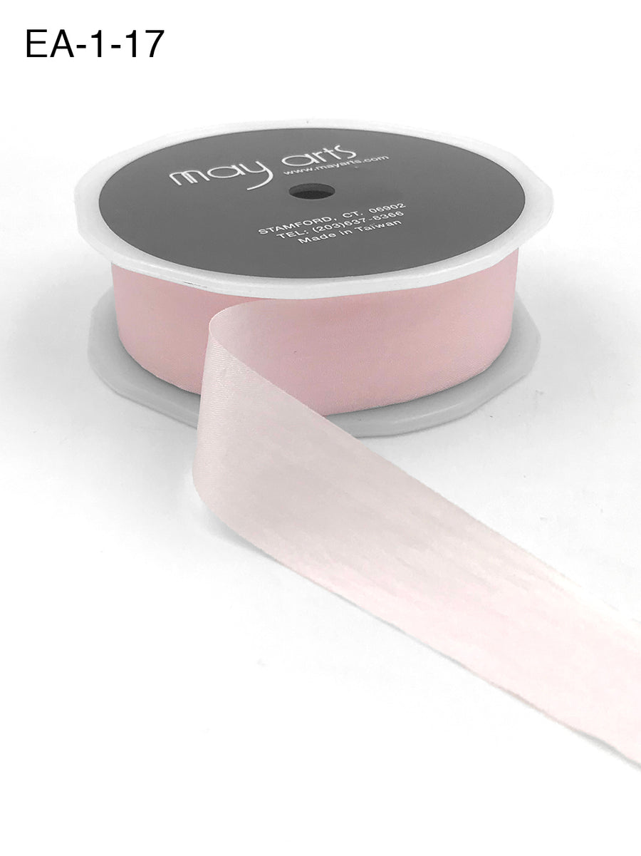 1 Inch Wrinkled Faux Silk Ribbon with Cut Edge – EA-1-17 Pink