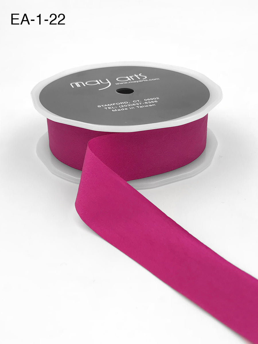 1 Inch Wrinkled Faux Silk Ribbon with Cut Edge – EA-1-22 Fuchsia