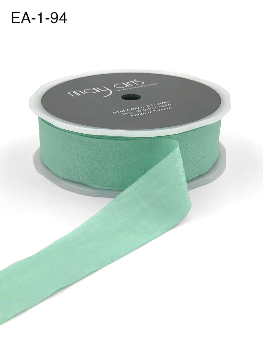 1 Inch Wrinkled Faux Silk Ribbon with Cut Edge – EA-1-94 Robins Egg Blue (NEW)