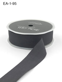 1 Inch Wrinkled Faux Silk Ribbon with Cut Edge – EA-1-95 Charcoal (NEW)