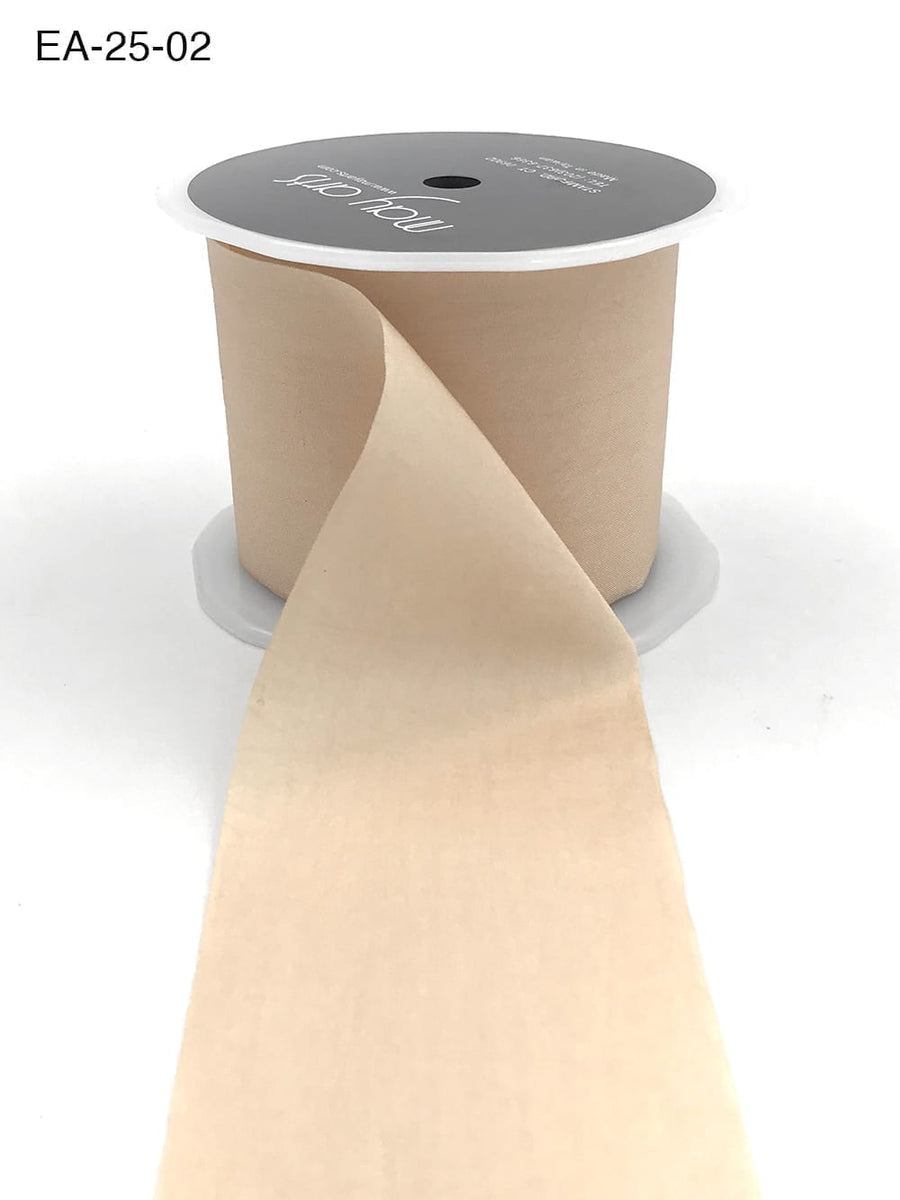2.5 Inch Wrinkled Faux Silk Ribbon with Cut Edge – EA-25-02 Champagne