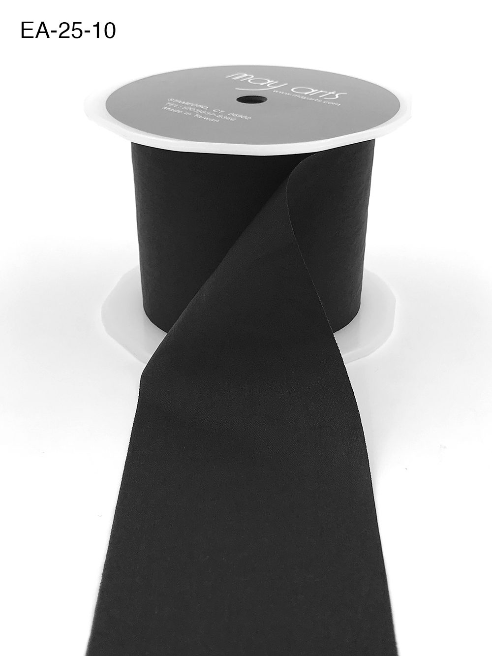 2.5 Inch Wrinkled Faux Silk Ribbon with Cut Edge – EA-25-10 Black