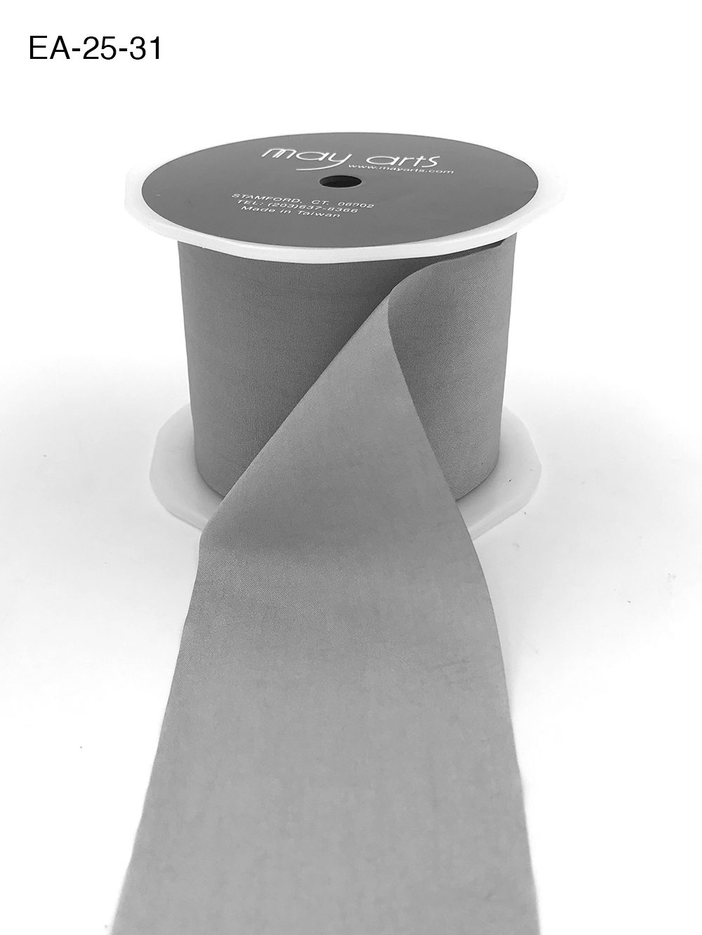 2.5 Inch Wrinkled Faux Silk Ribbon with Cut Edge – EA-25-31 Light Grey