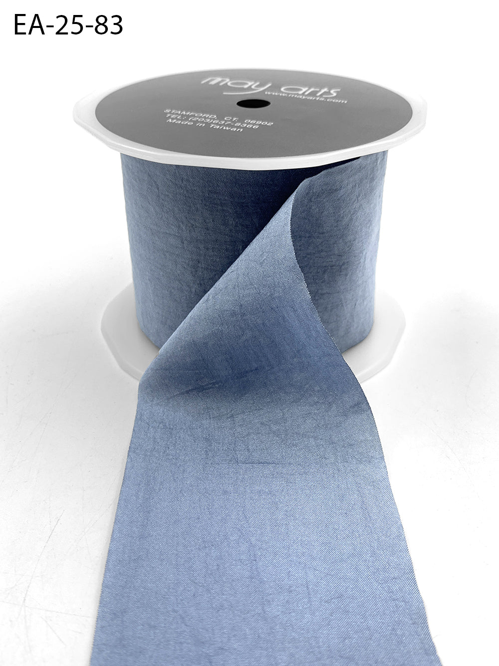 2.5 Inch Wrinkled Faux Silk Ribbon with Cut Edge – EA-25-83 Slate Blue (New)