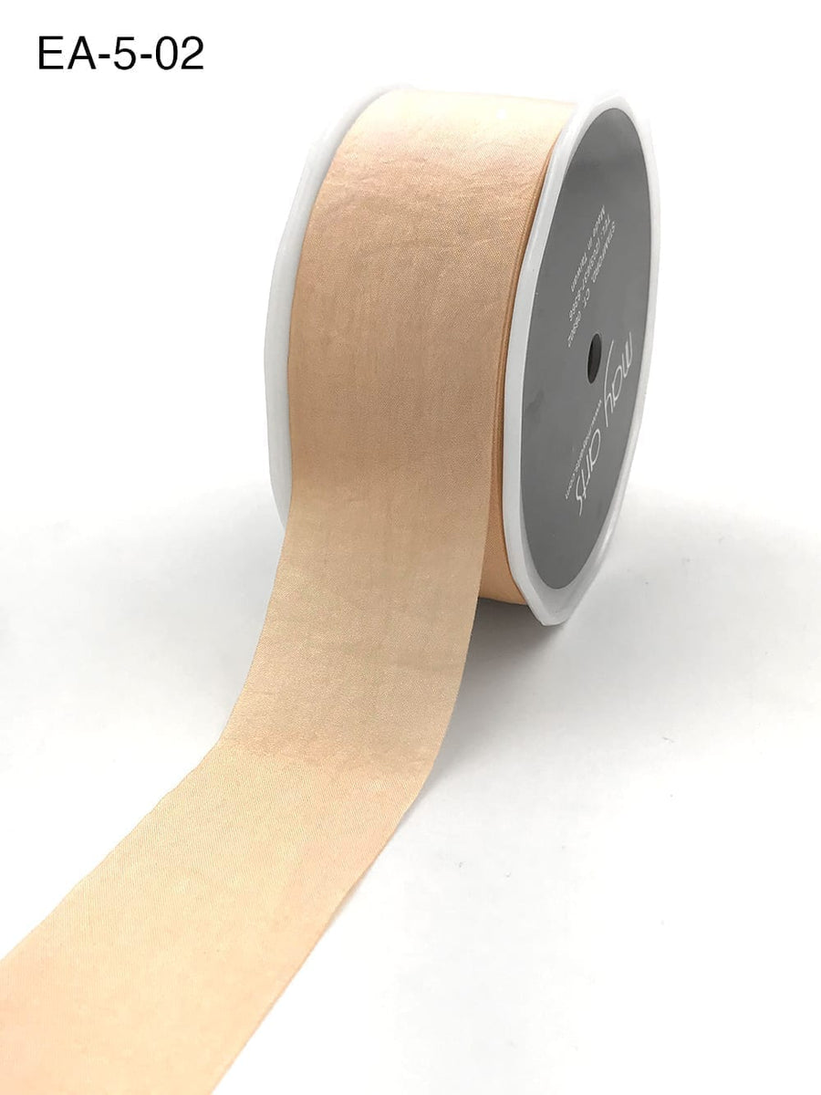 1.5 Inch Wrinkled Faux Silk Ribbon with Cut Edge – EA-5-02 CHAMPAGNE (NEW)