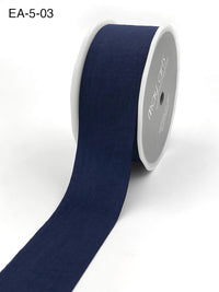 1.5 Inch Wrinkled Faux Silk Ribbon with Cut Edge – EA-5-03 NAVY (NEW)