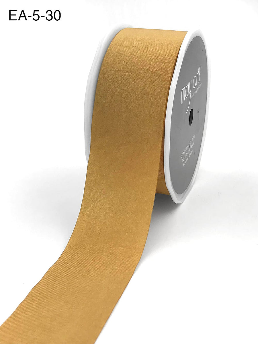 1.5 Inch Wrinkled Faux Silk Ribbon with Cut Edge – EA-5-30 Gold (NEW)