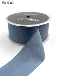 1.5 Inch Wrinkled Faux Silk Ribbon with Cut Edge – EA-5-83 SLATE BLUE (NEW)
