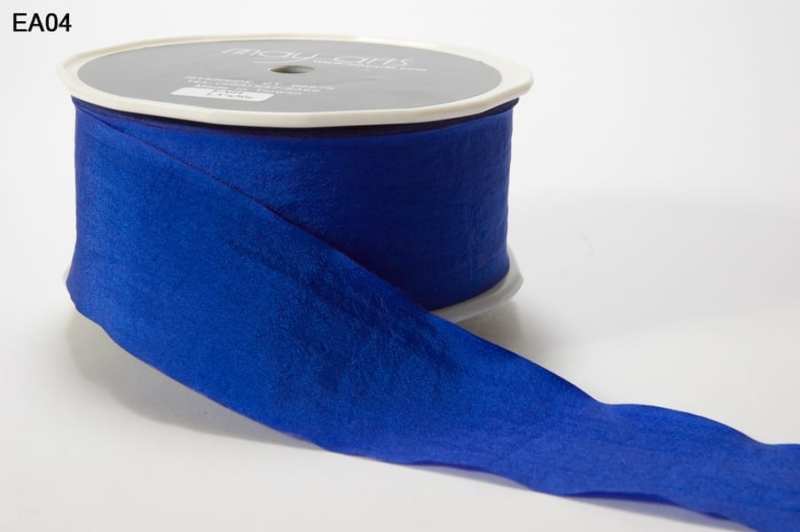 1.5 Inch Wrinkled Faux Silk Ribbon with Cut Edge – EA-5-04 ROYAL BLUE