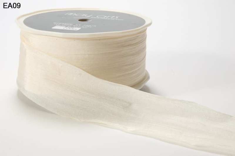 1.5 Inch Wrinkled Faux Silk Ribbon with Cut Edge – EA-5-09 IVORY