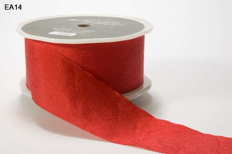 1.5 Inch Wrinkled Faux Silk Ribbon with Cut Edge – EA-5-14 RED
