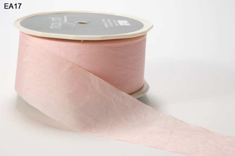 1.5 Inch Wrinkled Faux Silk Ribbon with Cut Edge – EA-5-17 PINK
