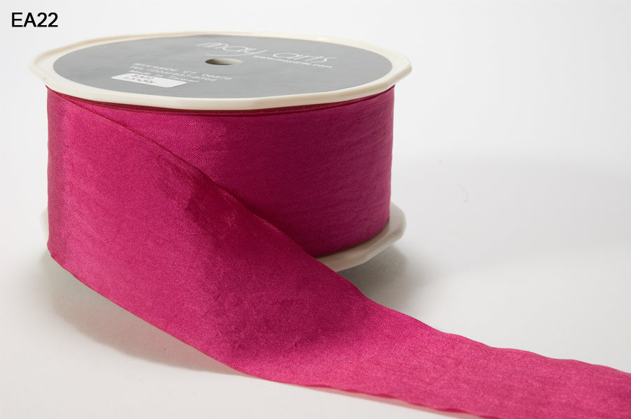 1.5 Inch Wrinkled Faux Silk Ribbon with Cut Edge – EA-5-22 FUCHSIA