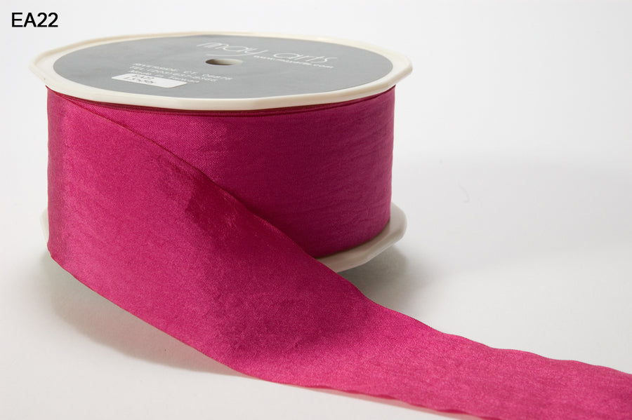 1.5 Inch Wrinkled Faux Silk Ribbon with Cut Edge – EA-5-22 FUCHSIA