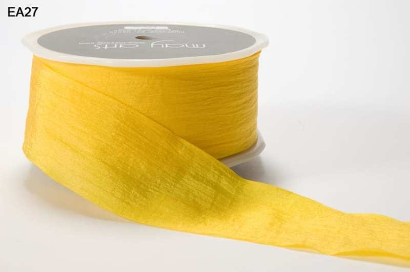 1.5 Inch Wrinkled Faux Silk Ribbon with Cut Edge – EA-5-27 YELLOW