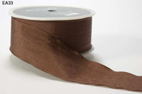 1.5 Inch Wrinkled Faux Silk Ribbon with Cut Edge – EA-5-33 BROWN