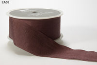 1.5 Inch Wrinkled Faux Silk Ribbon with Cut Edge – EA-5-35 PLUM BROWN