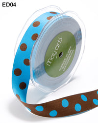 1.5 Inch Two-Color Reversible Dots Ribbon with Woven Edge – ED04 – BLUE/BROWN