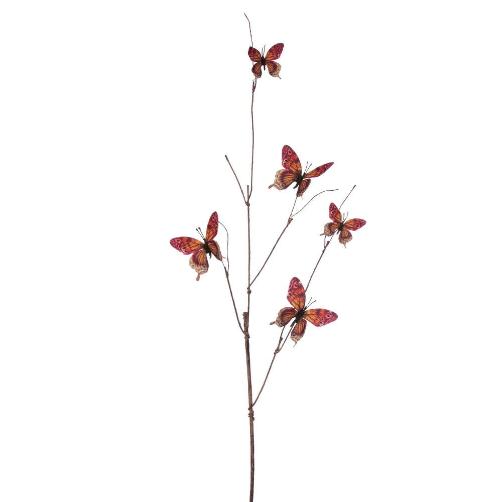 37" Pink/Mocha/Yllw Butterfly Spray