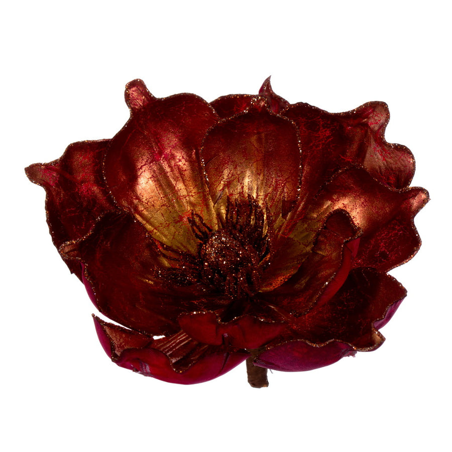 7" Red Gold Glitter Magnolia