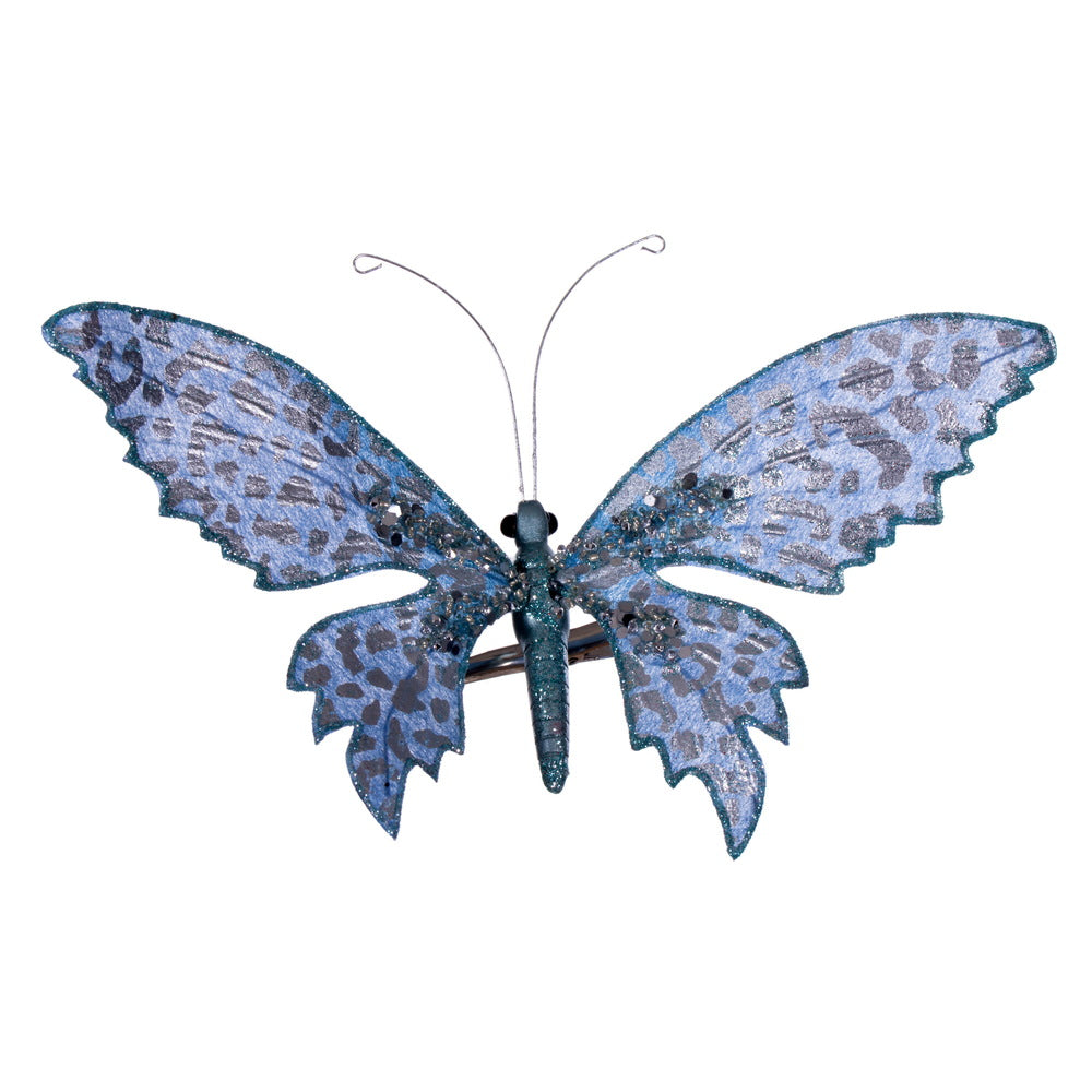 7.5" Blue Glitter Butterfly Clip