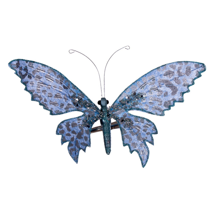7.5" Blue Glitter Butterfly Clip