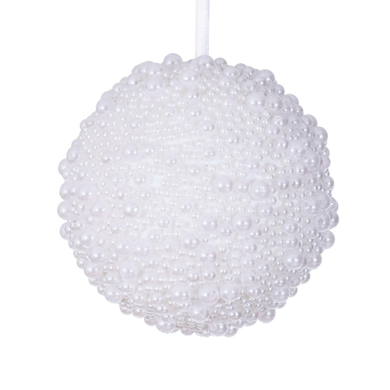 4" White Pearl Ball Ornament