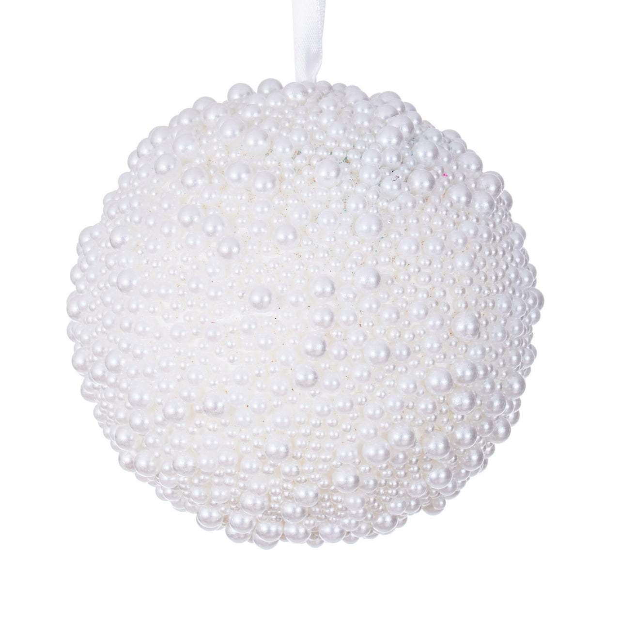 4.5" White Pearl Ball Ornament