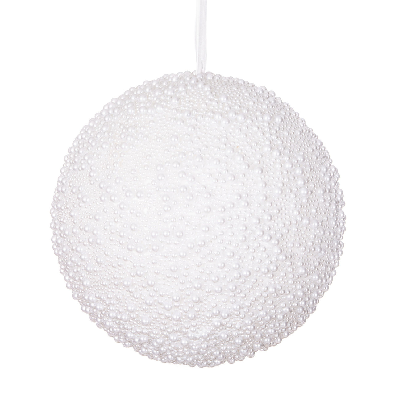 10" White Pearl Ball Ornament