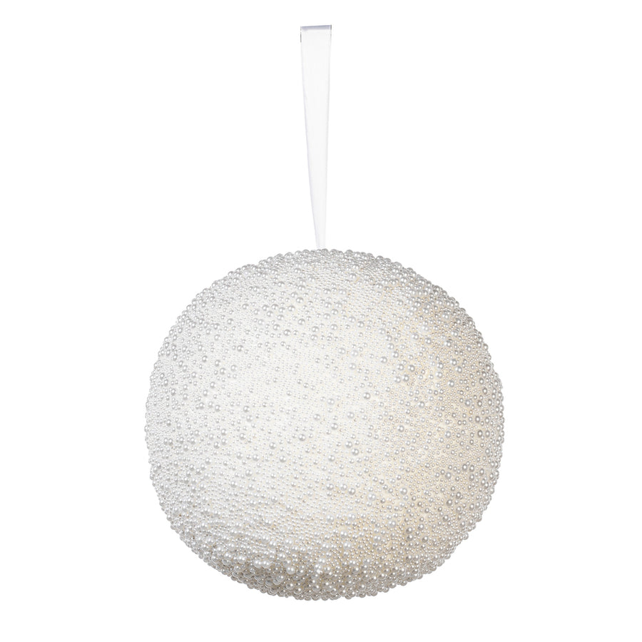 12" White Pearl Ball Ornament