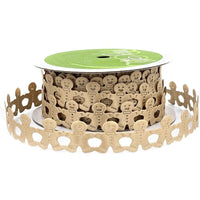 3/4 Inch Original Satin Cut Out Banner Ribbon with Cut Sealed Edge – EX19 NATURAL GINGERBREAD MAN