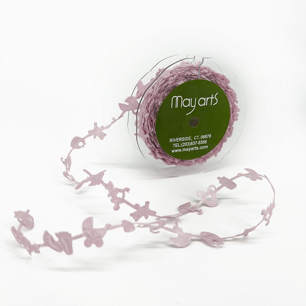 3/4 Inch Original Satin Cut Out Banner Ribbon with Cut Sealed Edge – EX67 PINK/BABY