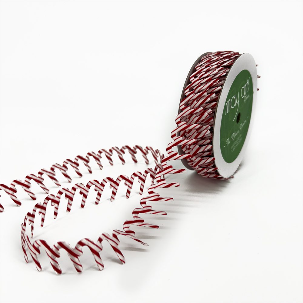 3/4 Inch Original Satin Cut Out Banner Ribbon with Cut Sealed Edge – EX75 CANDY CANES