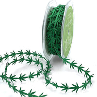 3/4 Inch Satin Cut Out Marijuana, Cannabis, Weed Ribbon with Cut Sealed Edge – EX16 CANNABIS / MARIJUANA / WEED LEAF