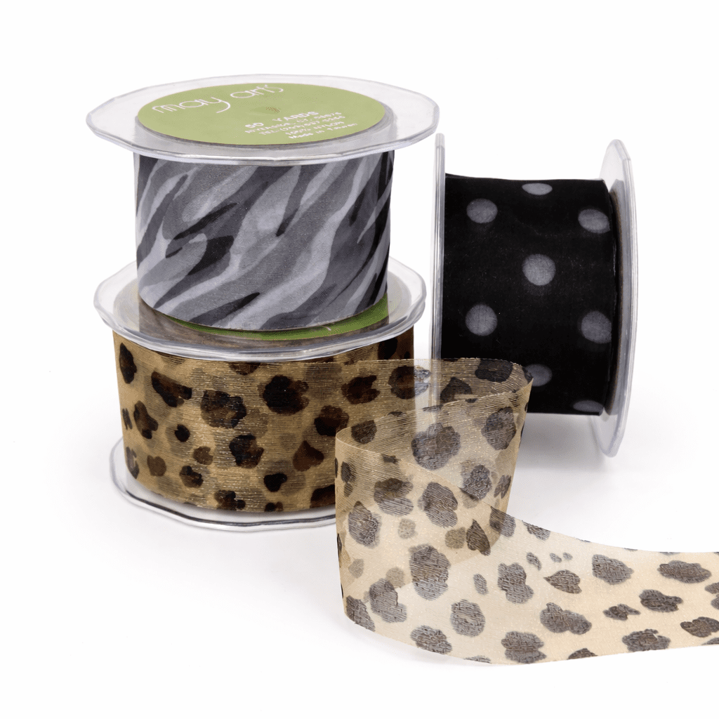 2 Inch Sheer with Print Ribbon With Cut Edge