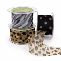 2 Inch Sheer with Print Ribbon With Cut Edge