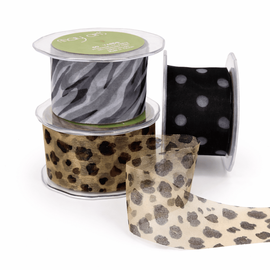 2 Inch Sheer with Print Ribbon With Cut Edge