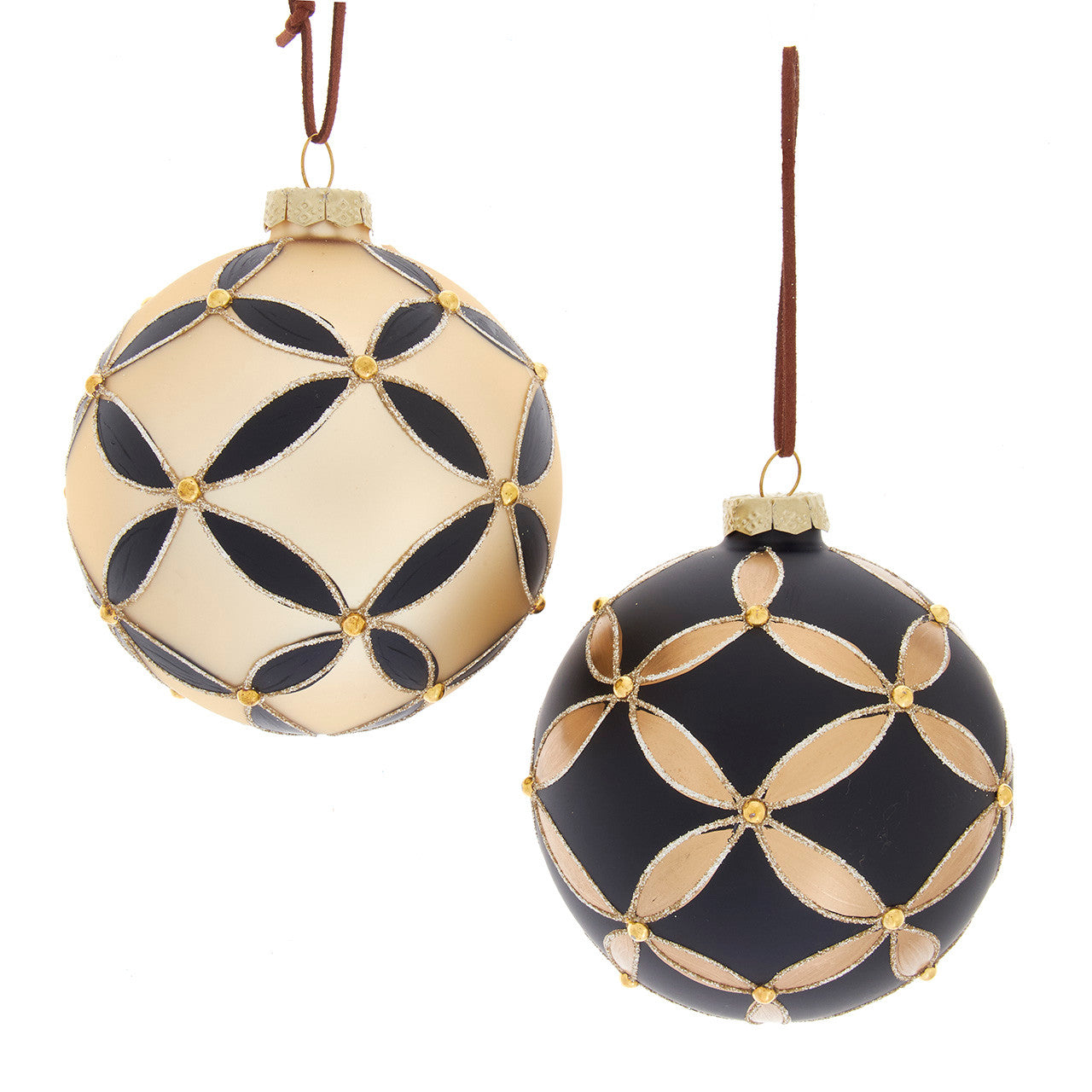 Glass Black & Gold Ball Ornaments