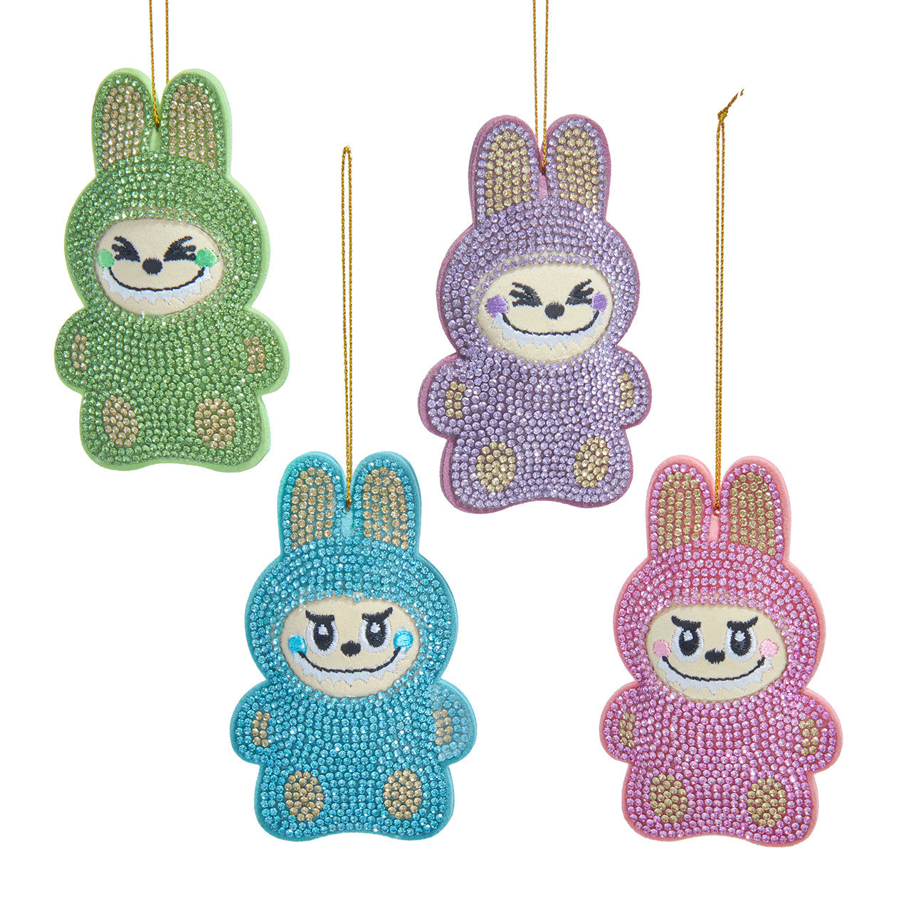 Pink, Purple, Blue & Green Bedazzled™ Monster Ornaments