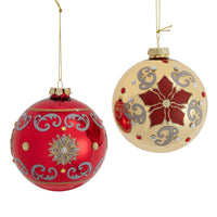 Glass Holiday Diamonds With Decal Ball Ornaments