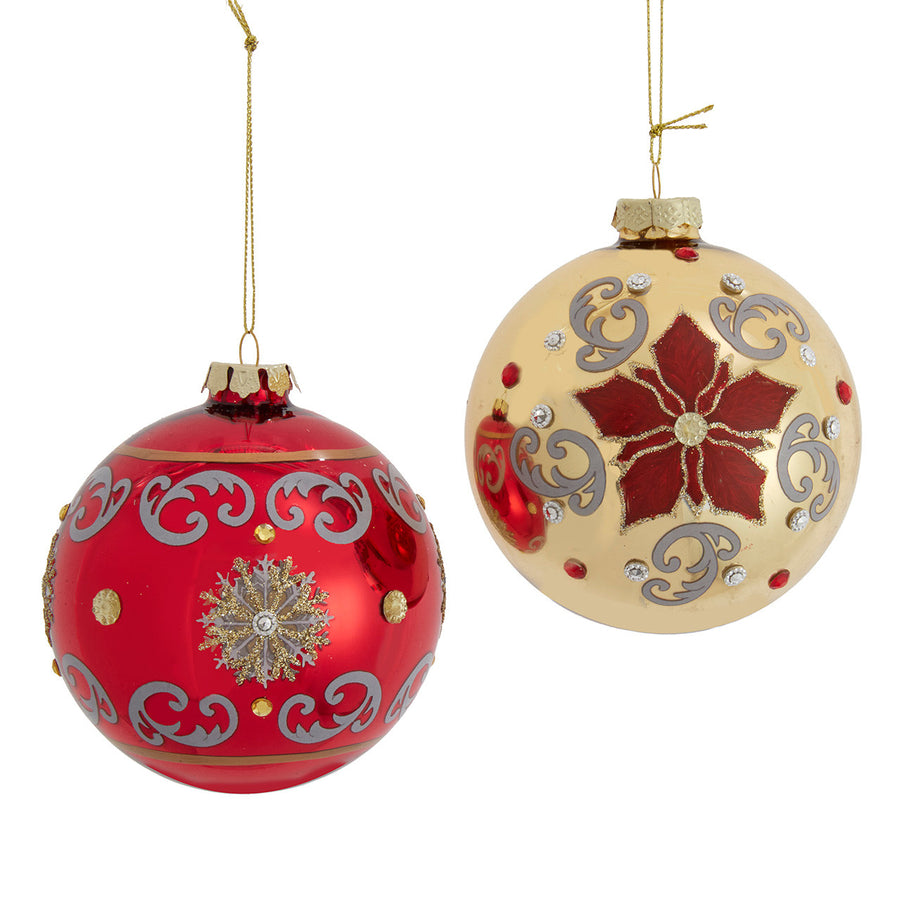 Glass Holiday Diamonds With Decal Ball Ornaments