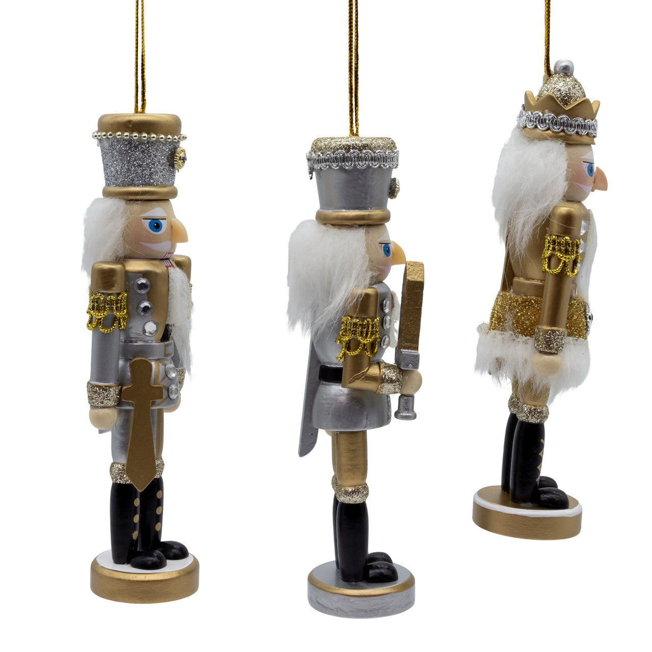 6" Silver & Gold Nutcracker Ornaments