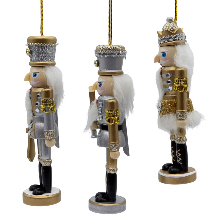 6" Silver & Gold Nutcracker Ornaments