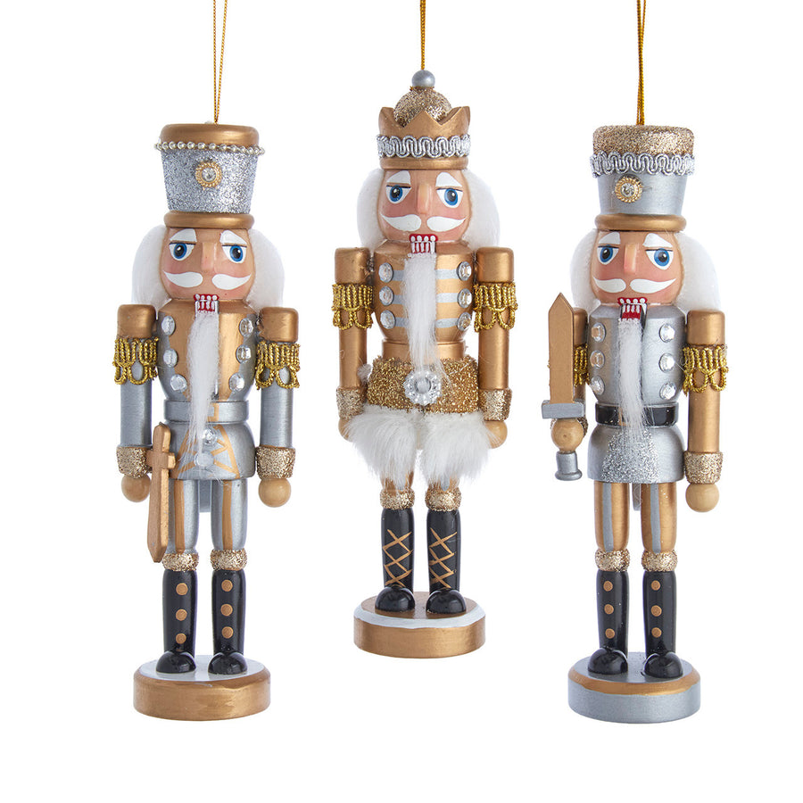 6" Silver & Gold Nutcracker Ornaments